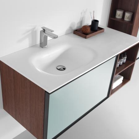 Eviva Napa White And Walnut Wall Mount Bathroom Vanity With White