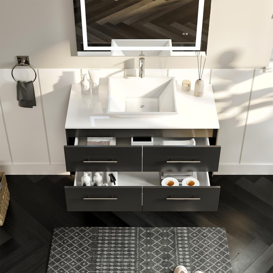 Totti Wave Inch Espresso Modern Bathroom Vanity With Counter Top And Sink