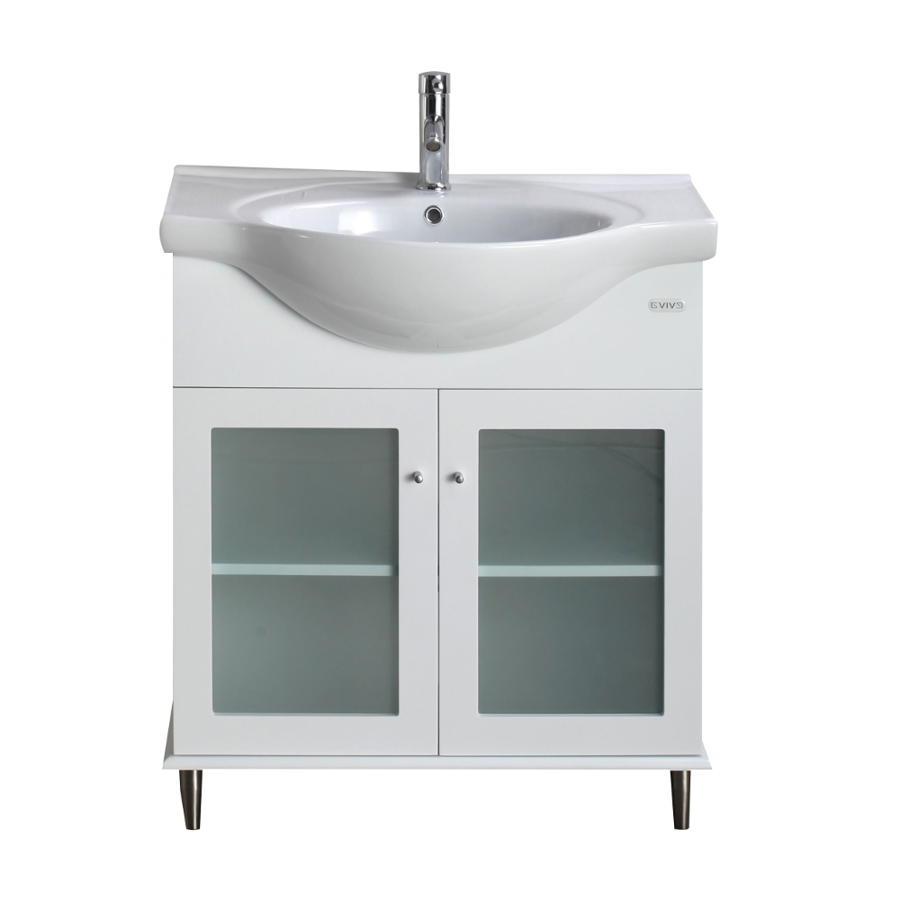 Eviva Tux 30 White Transitional Bathroom Vanity With White Integrated Porcelain Sink Decors Us