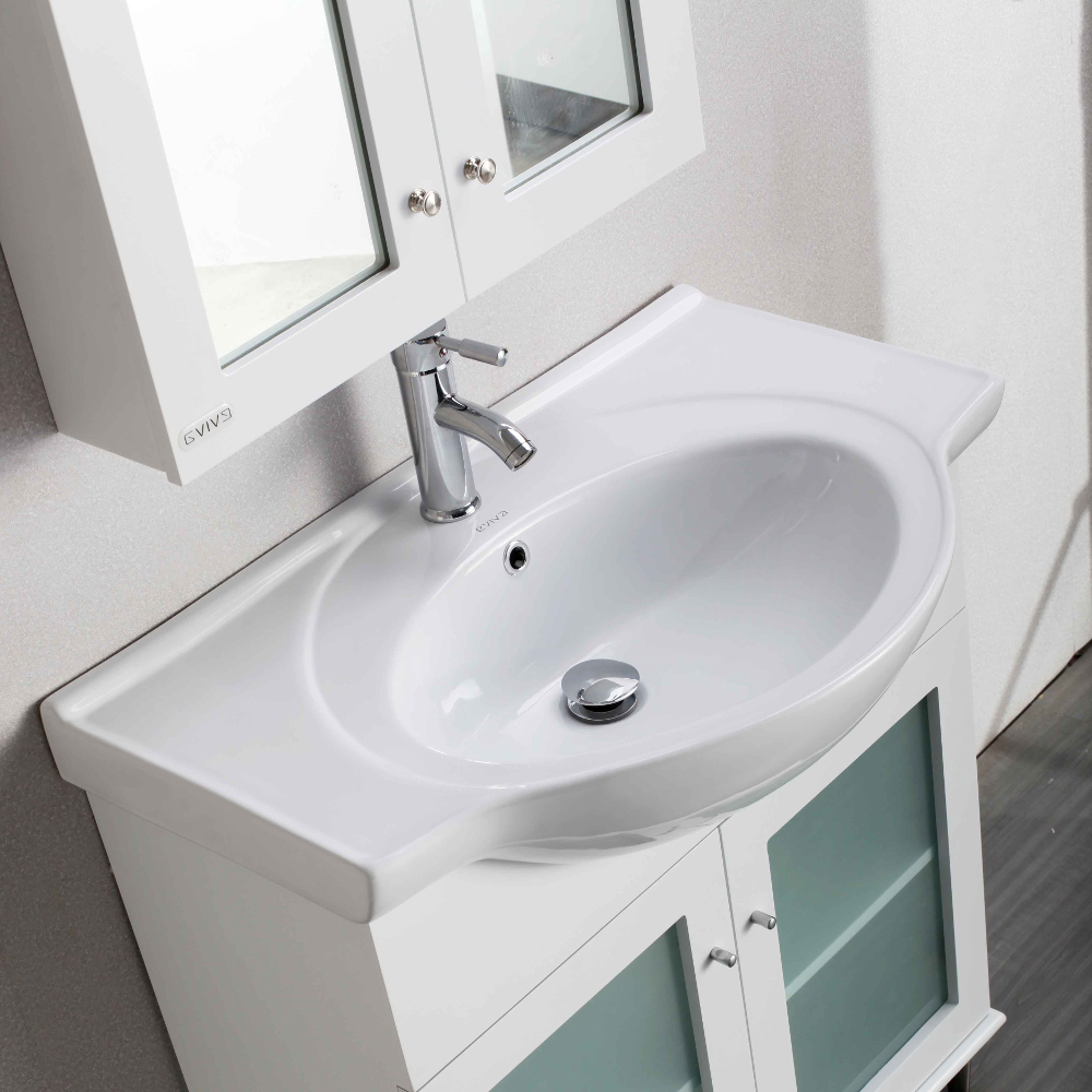 Eviva Tux 36 White Transitional Bathroom Vanity With White Integrated Sink