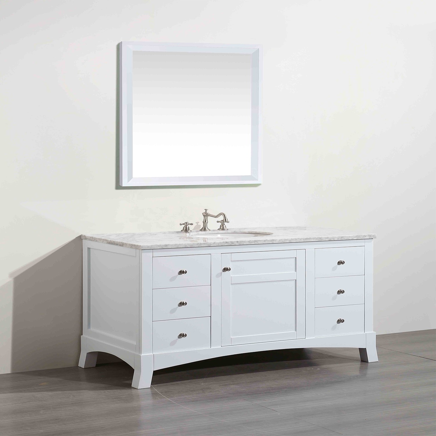 Eviva New York 42 White Bathroom Vanity With White Marble Carrera Counter Top And Sink Decors Us 