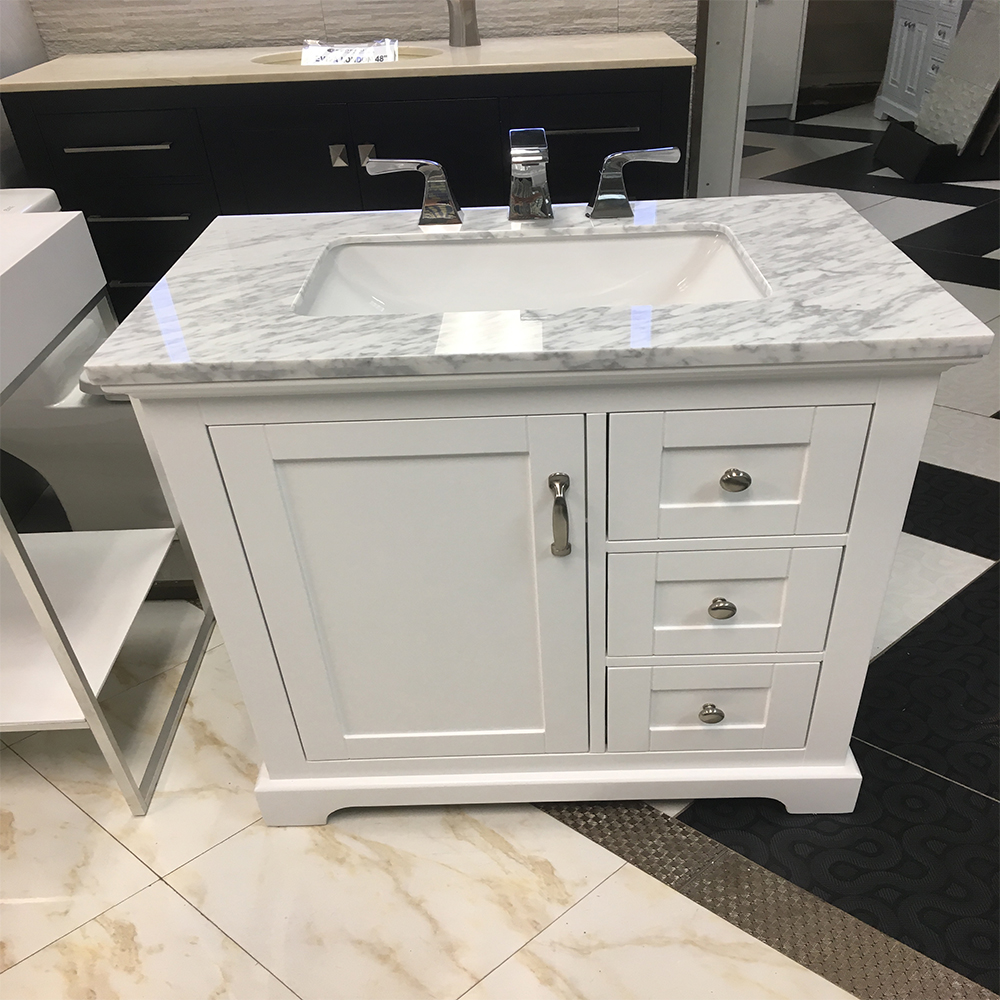 Eviva Houston 30 in. White Bathroom Vanity with White Carrara Marble ...