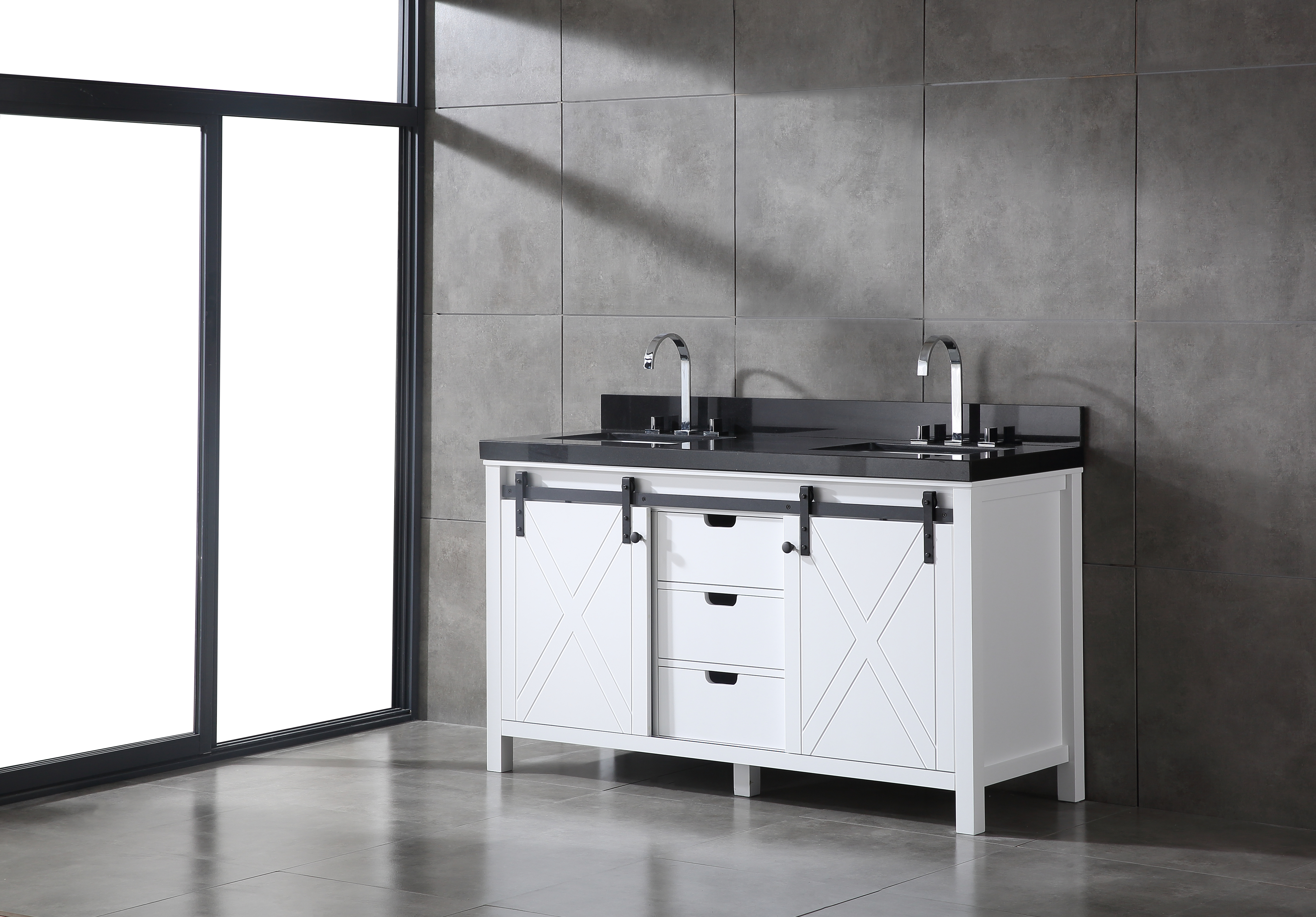 Eviva Dallas 60 In White Bathroom Vanity With Absolute Black Granite Countertop Decors Us