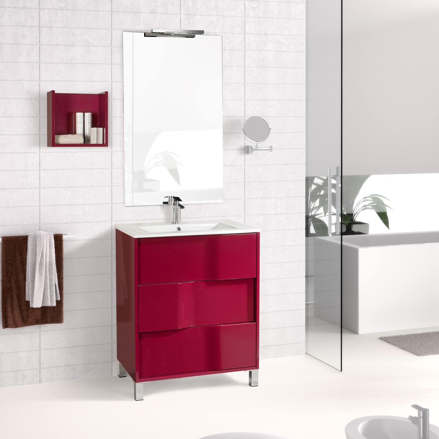 Eviva Toronto 24dark Red Free Standing Bathroom Vanity With White Porcelain Sink Decors Us