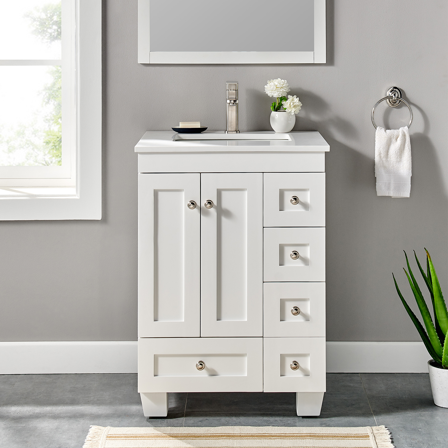 24 inch white vanity cabinet