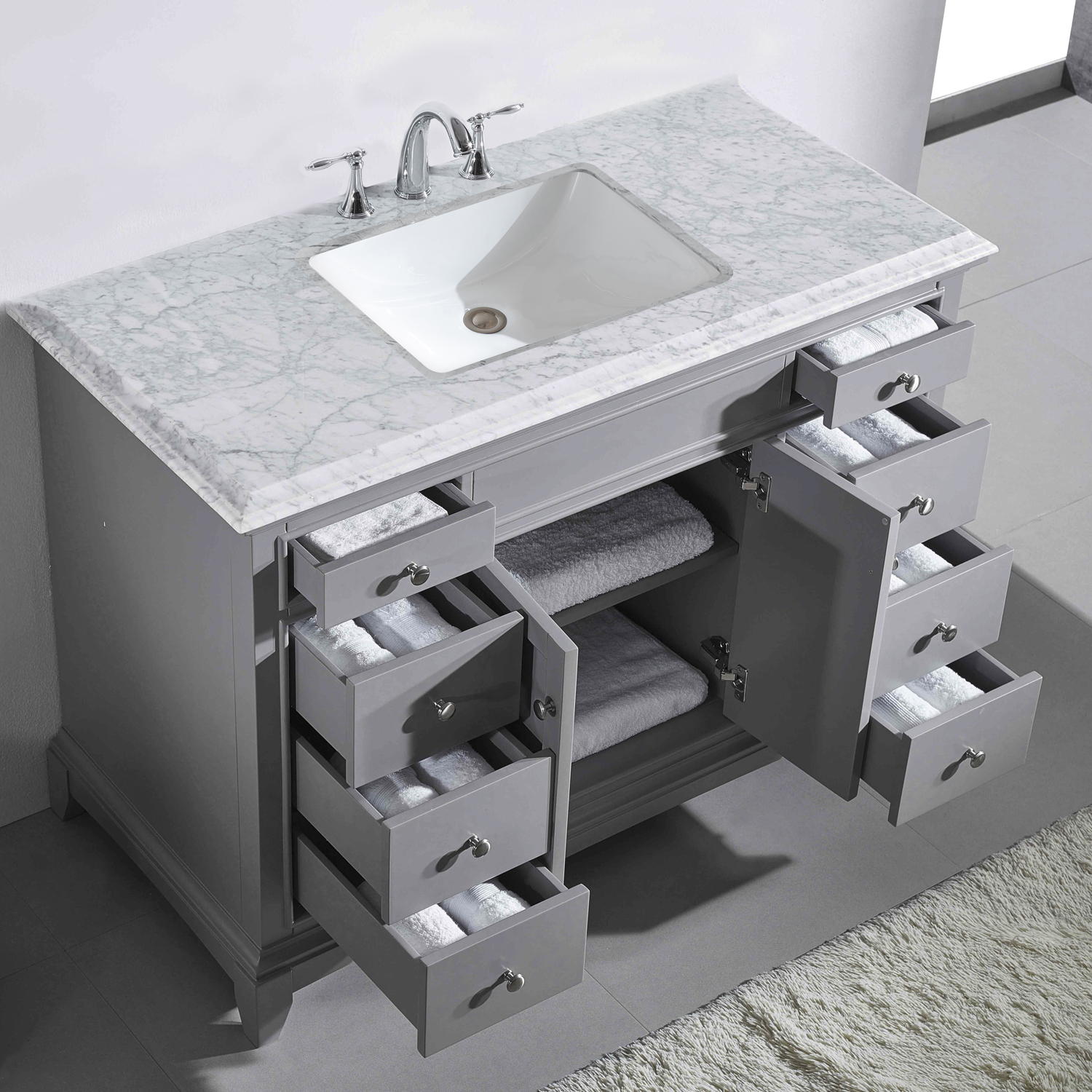 Eviva Elite Princeton 48 Grey Solid Wood Bathroom Vanity Set With