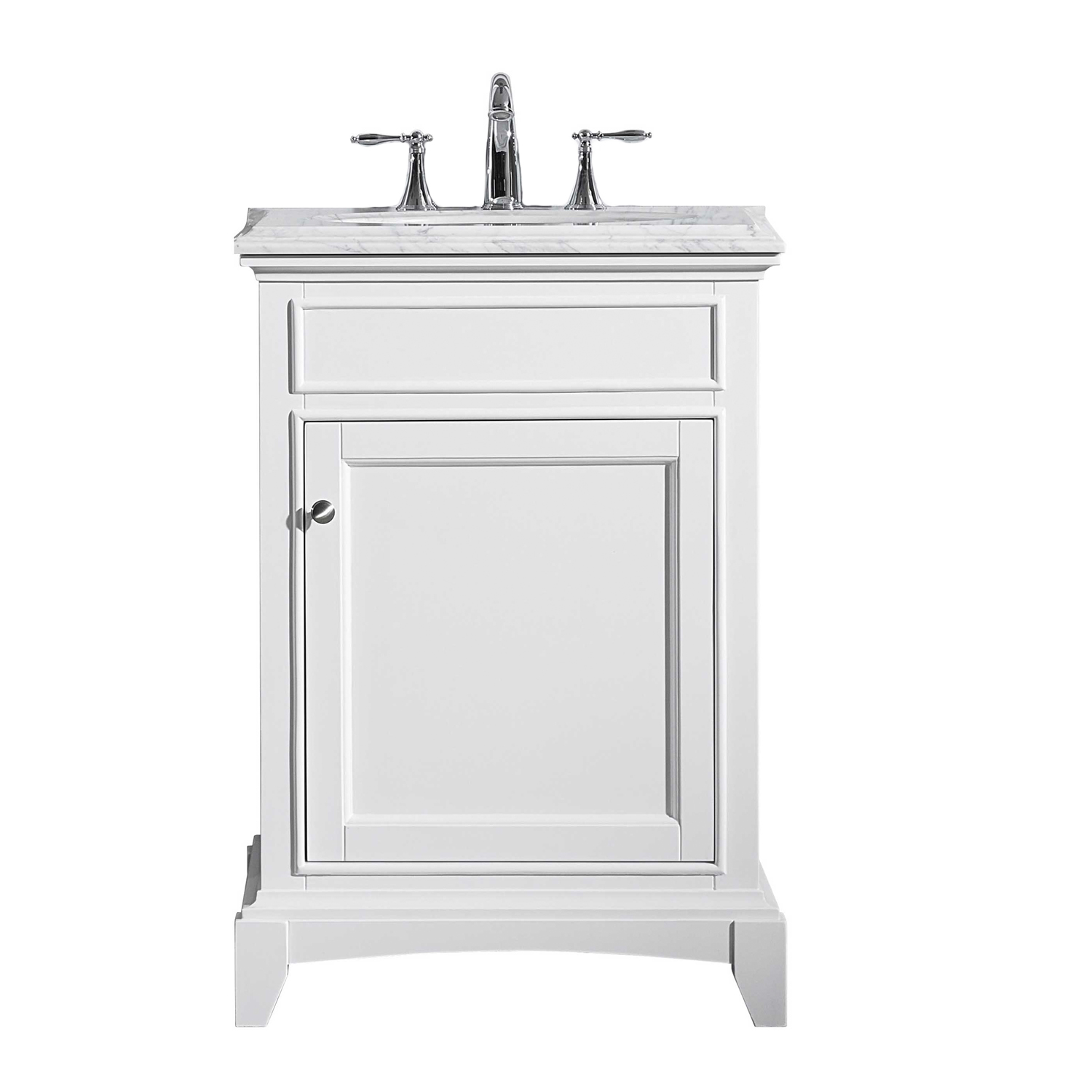 White Solid Wood Bathroom Vanity Set, Solid Wood Bath Vanity 24 Inch