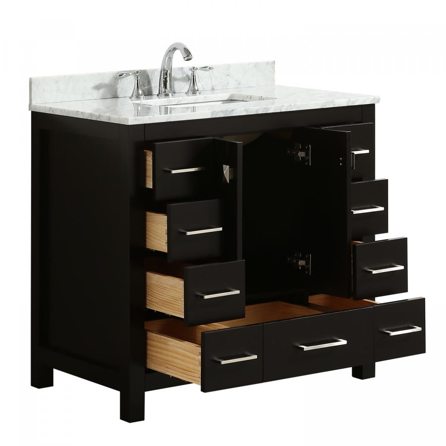 Eviva Hampton 36 in. Transitional Espresso Bathroom Vanity with White ...