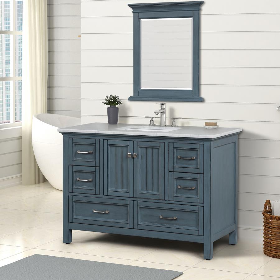 EVIVA Britney 48 Inch Single Sink Transitional Ash Blue Bathroom Vanity ...