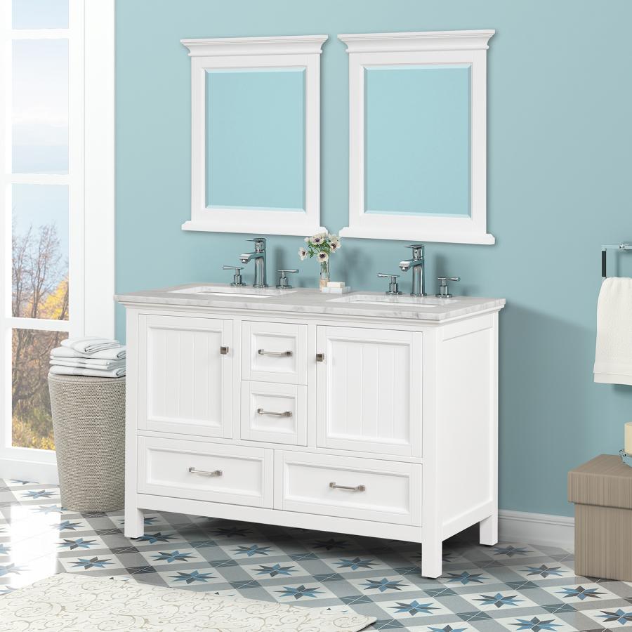 Eviva Britney 48 Inch Double Sink Transitional White Bathroom Vanity Decors Us 